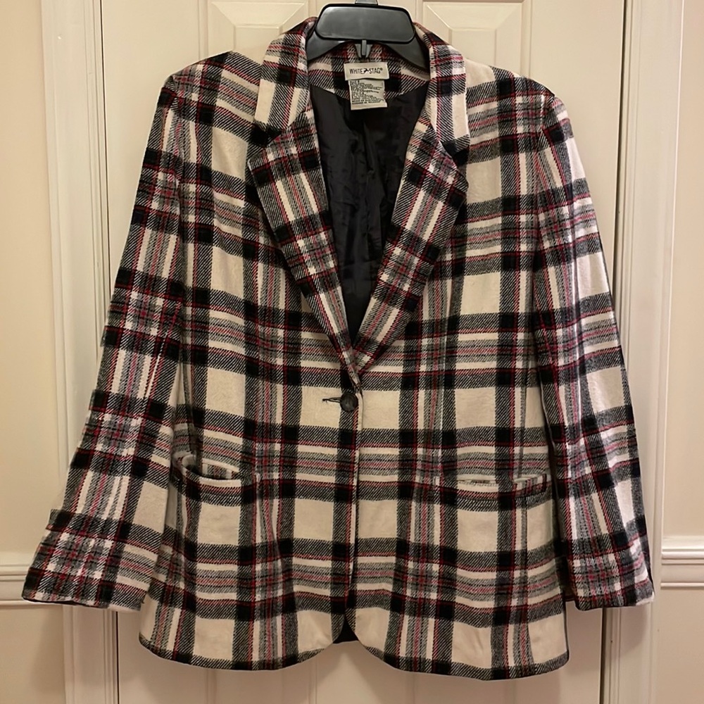 Plaid Oversized Wool Blazer